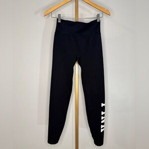 PINK Victoria's Secret Black Leggings with White Logo